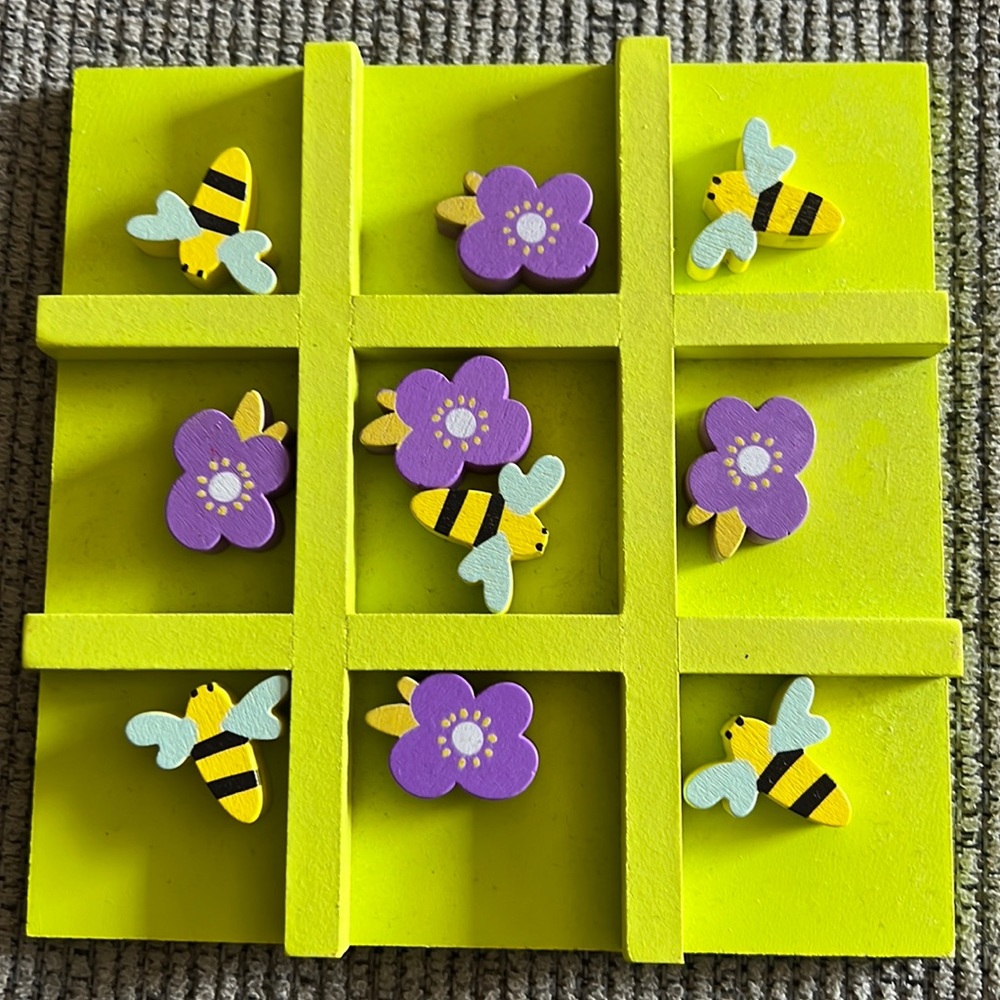 Kids Butterflies & Flowers Wooden Tic Tac Toe Set